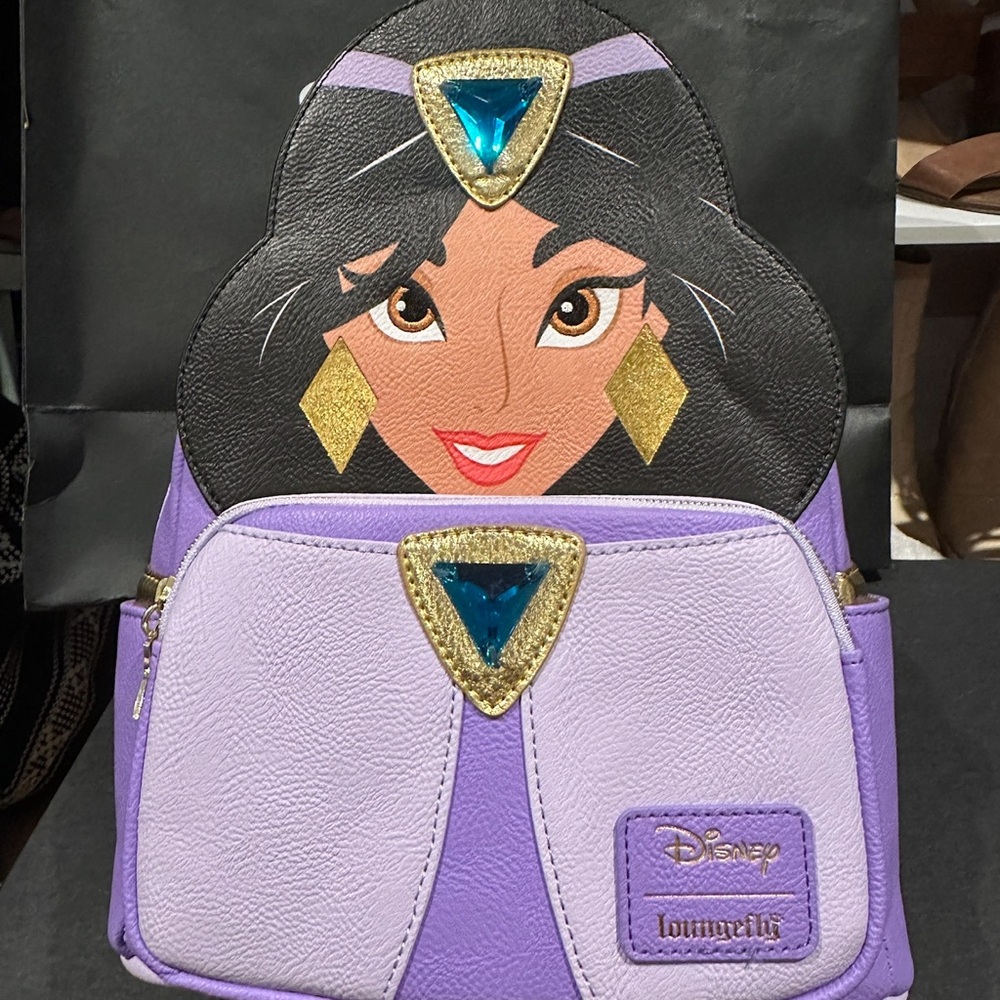 Loungefly Disney Jasmine Backpack - Purple and Black with Gold Accents